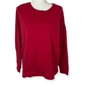 Bechamel Rose Red Sweater Pullover crew cut 100% Cotton Plus Size 1x